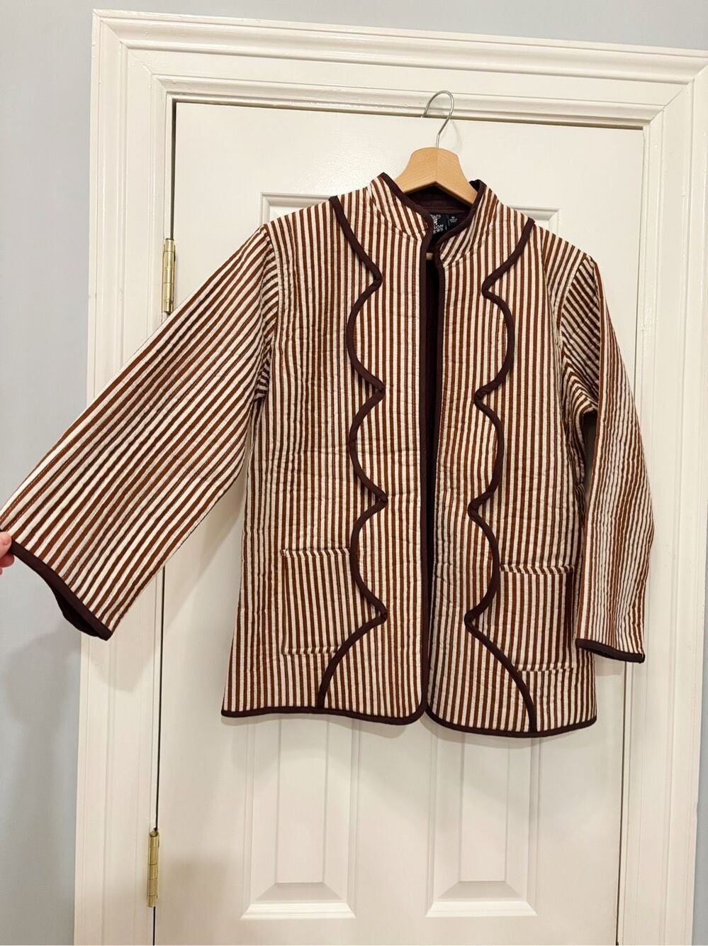 Madison Mathews Quilted Scallop Jacket Reversible Size M